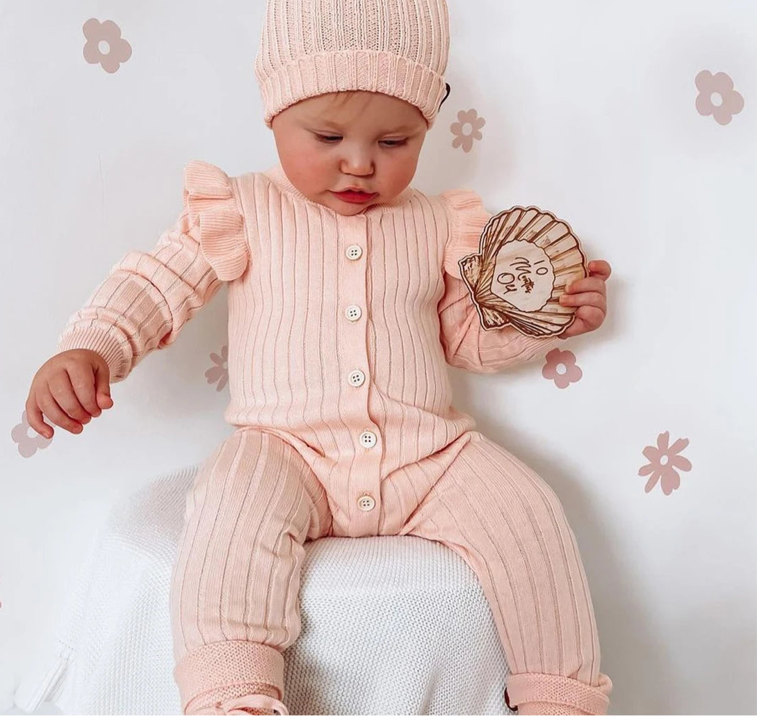 Baby Girl Knit Ruffle Jumpsuit