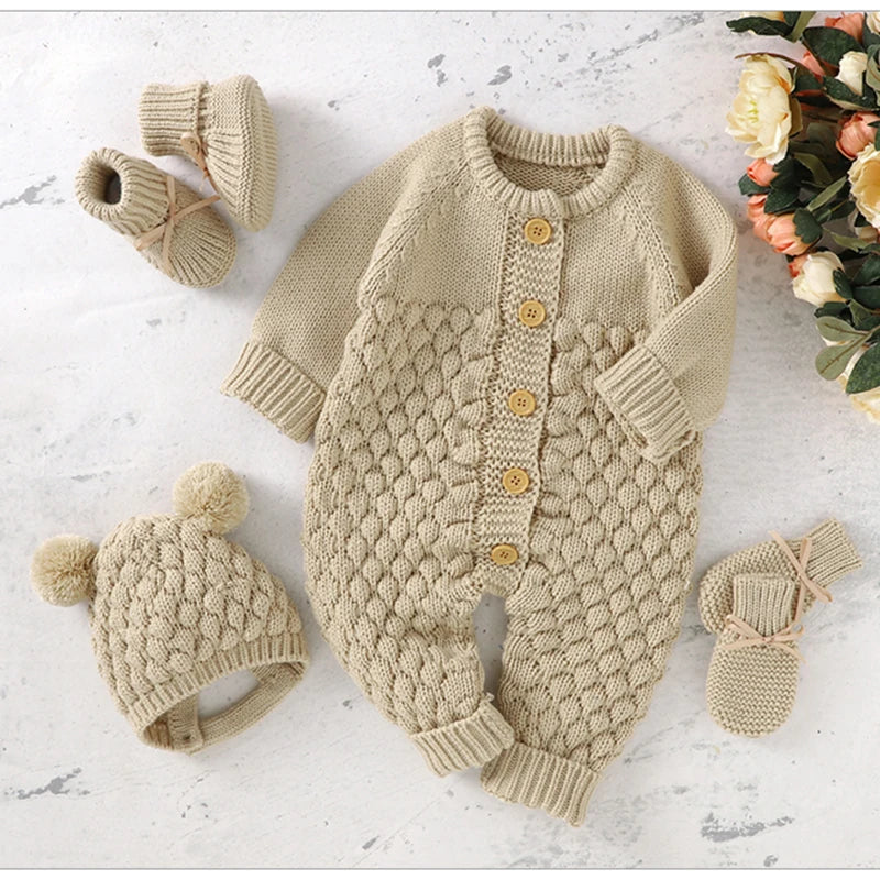 Newborn Baby Romper Set With Gloves and Shoes