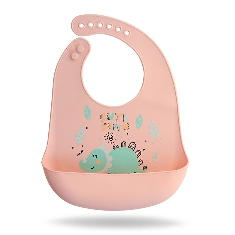 Silicone Baby Bib | Adjustable Fit Waterproof Bibs | Easy Wipe Baby Feeding Bibs