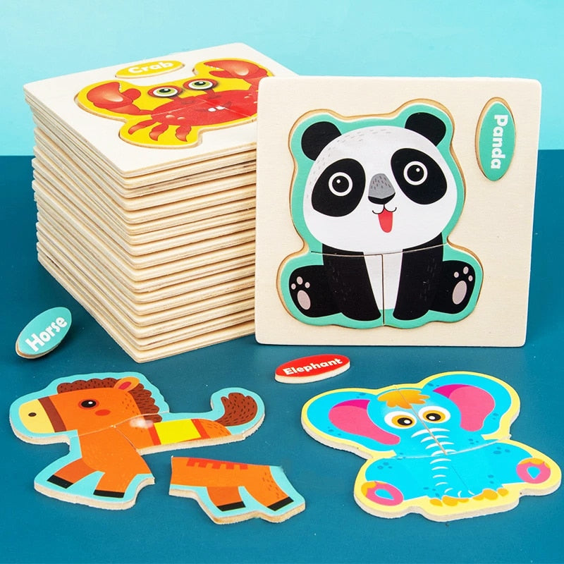 Wooden Puzzle Cartoon Animal Jigsaw Puzzle