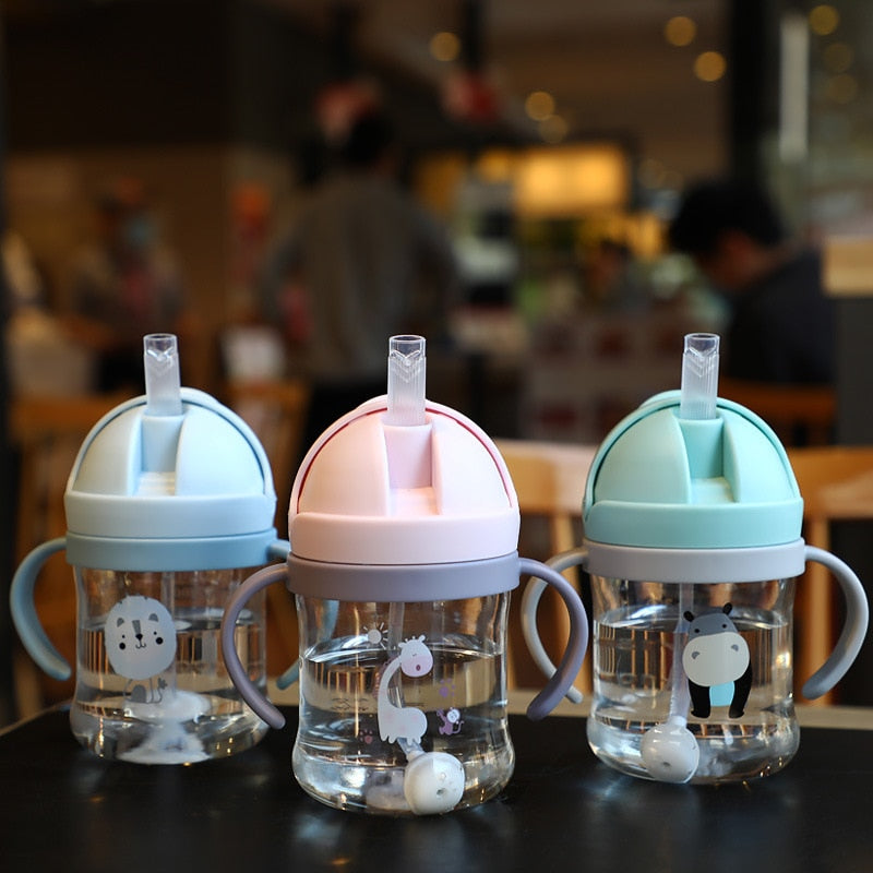 250/350ml Baby Cup Feeding Cup with Straw Children Learn Feeding Drinking Bottle Kids Training Cup with Straw