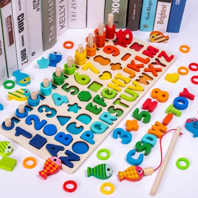 Wooden Numbers & Shapes Educational Toys