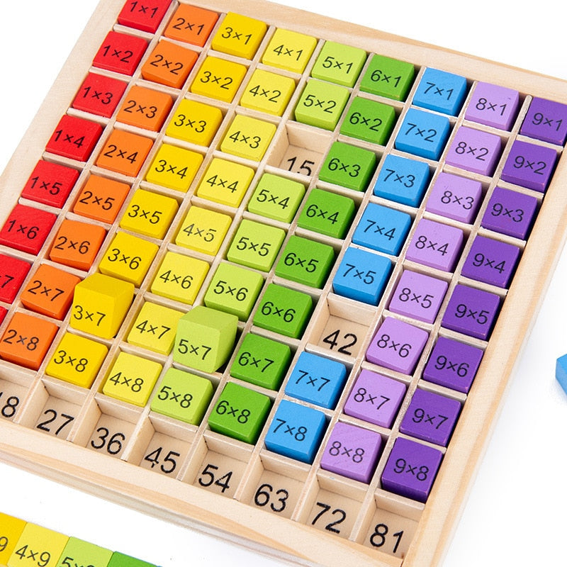 Educational Wooden Toys 99 Multiplication Table Math Arithmetic