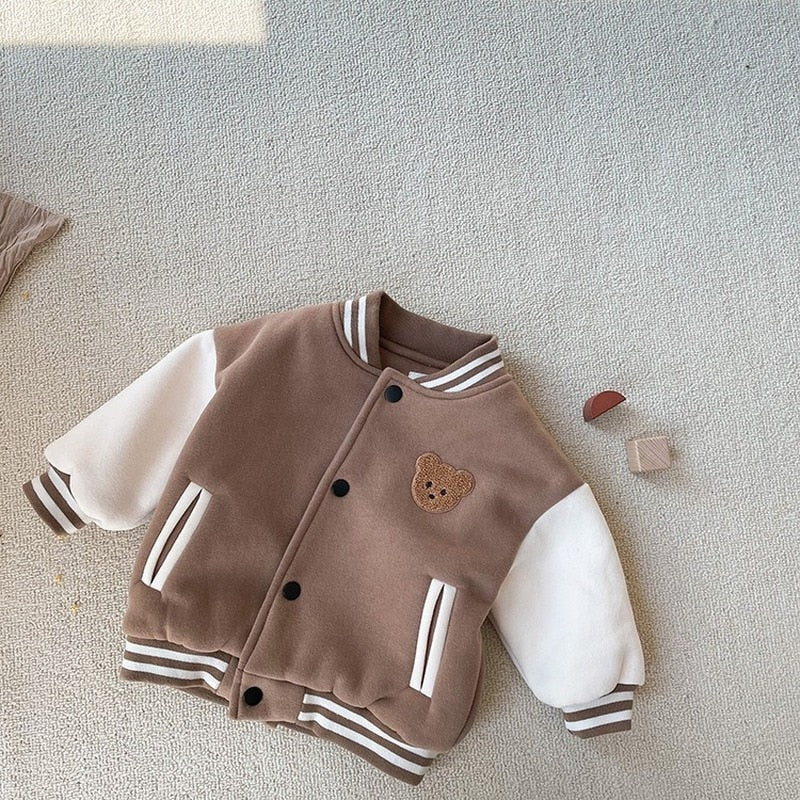 Toddler & Infant Baby Bear Cute Casual Baseball Jacket