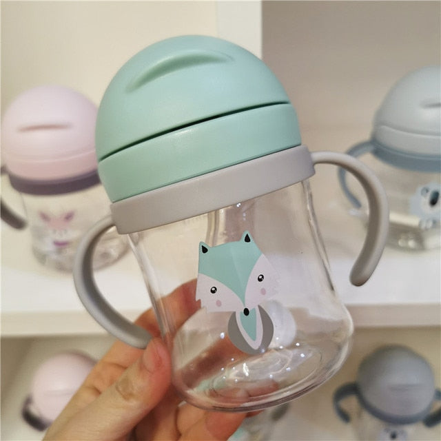 250/350ml Baby Cup Feeding Cup with Straw Children Learn Feeding Drinking Bottle Kids Training Cup with Straw