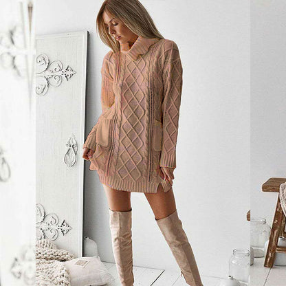 Twist retro knitted turtleneck knitted sweater