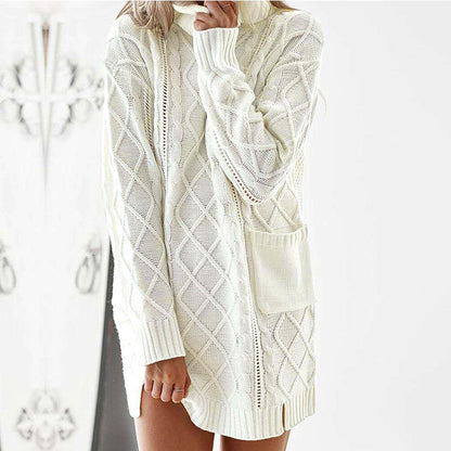 Twist retro knitted turtleneck knitted sweater