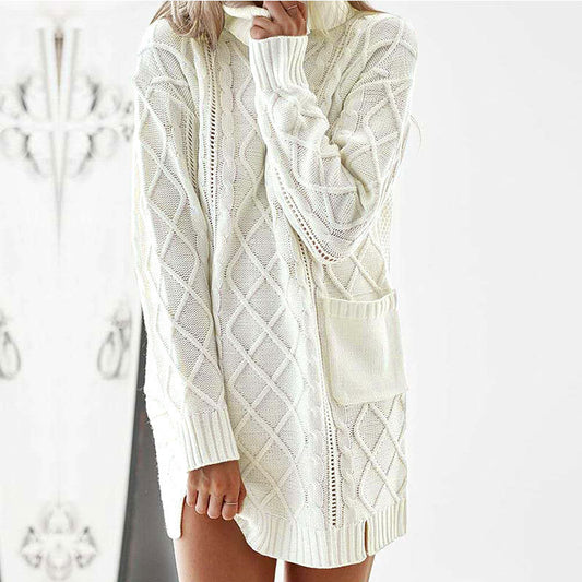 Twist retro knitted turtleneck knitted sweater