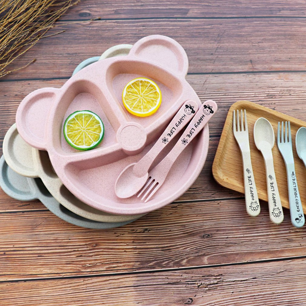 New Fractal Bear Kids Plate Set Easily Attract Kids' Attention Increase Eat Interesting Designed For Children 1 Set Tableware