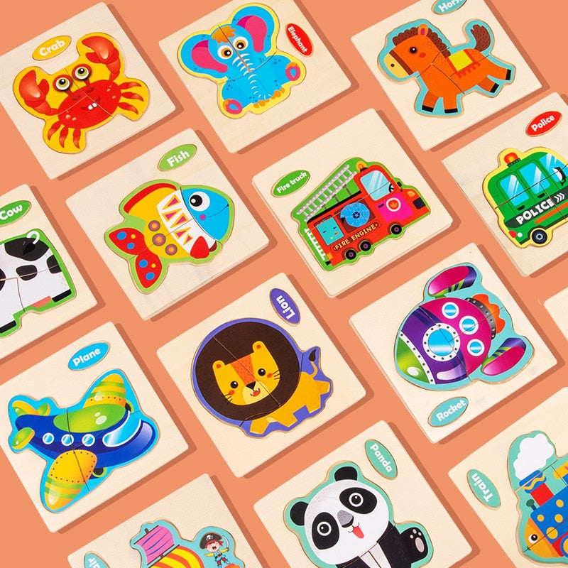 Wooden Puzzle Cartoon Animal  Jigsaw Puzzle