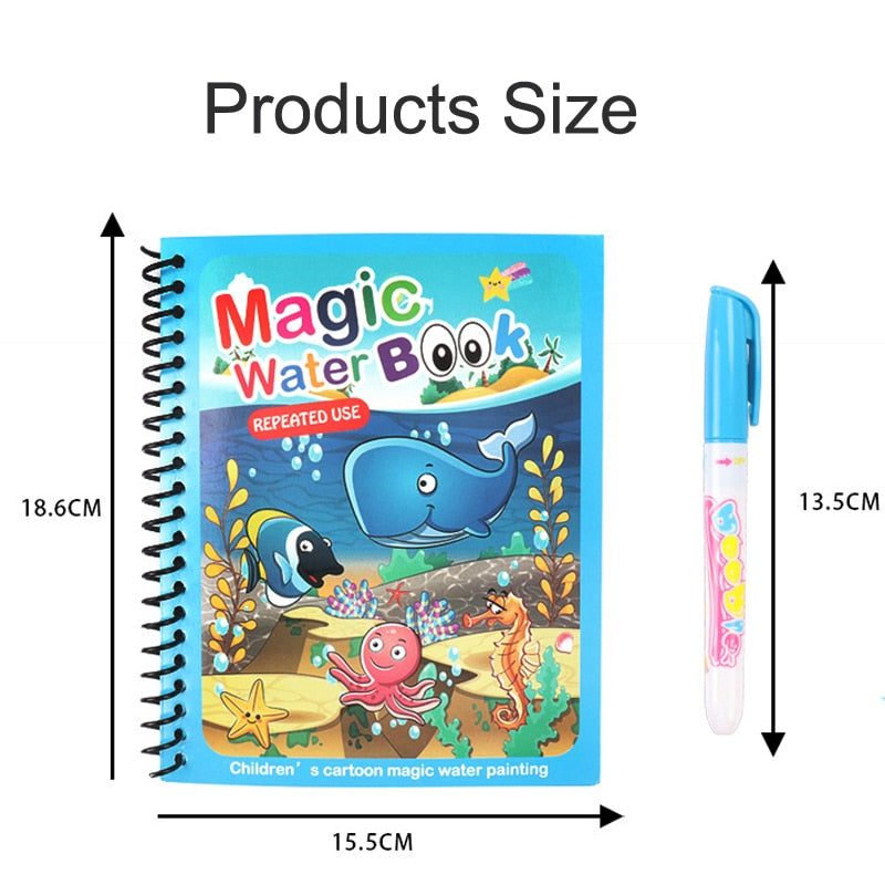 Magic Water Colouring Drawing & Painting Book (Reusable) – babycocouk