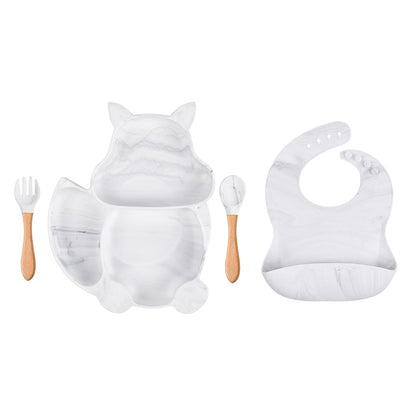 4/6/8 PCS Baby Soft Silicone Sucker Bowl Plate Cup Bibs Spoon Fork Sets Non-slip Tableware Children's Feeding Dishes BPA Free